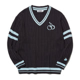 ミドルチェリーVネックニット／MIDDLE CHERRY V-NECK KNIT [CHARCOAL]