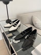 Ore two strap buckle loafer white