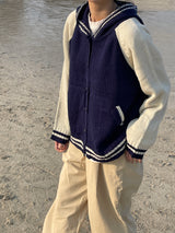 Navi button hood cardigan 