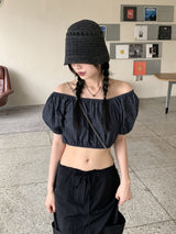 ワコサマーストローバンジーバケットハット / Wako summer straw bungee bucket hat