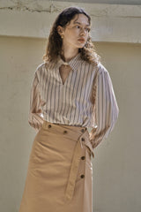 ベルトボタンスカート/BELTED BUTTON SKIRT_BEIGE