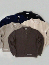 Sock Half Zip Up Collar Knit (5color)