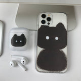 Sketch Some Cat Black AirPods Case_Matt