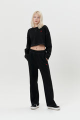キルシードゥードゥルチェリークロップ丈トレーナー／DOODLE CHERRY CROP SWEAT [BLACK] (6658896691318)