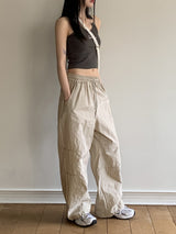 ピディナイロンスリット2ウェイロングワイドジョガーパンツ / Pidi Nylon Slit Two-Way Long Wide Jogger Pants
