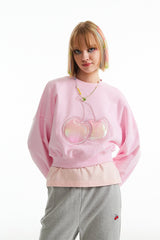 ビッグチェリーホログラムクロップスウェットシャツ / BIG CHERRY HOLOGRAM CROP SWEATSHIRT [PINK]