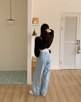 ピンタックワイドデニムパンツ