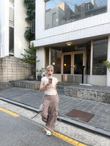 ロマンティックラブリーリボンチョーカーフリルリブドTシャツ