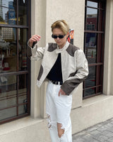 トレジャークロップドレーシングレザージャケット / OA Treasure Cropped Racing Leather Jacket (2 colors)