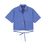 バックノットクロップシャツ / BACK KNOT CROP SHIRT (BLUE)
