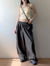 ロモンデイリーバンディングストリングコットンロングワイドパンツ / Romon Daily Banding String Cotton Long Wide Pants
