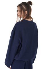 [ISS003-7] CIRCLE GLITTER LOGO SWEATSHIRTS NAVY