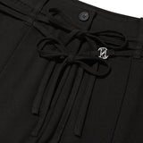 COLLECTION STRING CUT OFF WIDE SLACKS [BLACK]