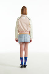 ドゥードゥルチェリースタジアムクロップジャンパー／DOODLE CHERRY STADIUM CROP JUMPER [SALMON PINK]