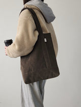 Corduroy simple line bag - deep brown