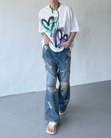 ダメージワイドパンツ / SK Damage Wide Pants (2 colors)