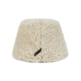 Fur Long Label Boucle Drop Bucket Hat Cream