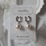 Horse Shoe and Pearl Piercing (Medium) - Silver Color