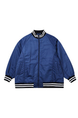  BOLD LOGO LONG VARSITY JACKET_BLUE