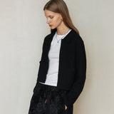 カラーツイードカーディガン/COLLAR TWEED CARDIGAN_BLACK