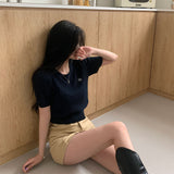 モアツイストラウンド半袖ニット