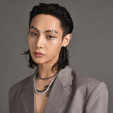 スネークテニスキュービックネックレス/blacklabel snake tennis cubic necklace