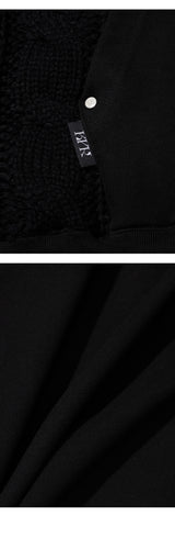 Mixed Fabric Knit KUYRI K Hoodie (Resort Black)