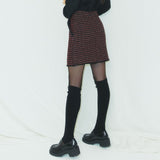 Bulgaria virgin wool A-line tweed skirt / Black