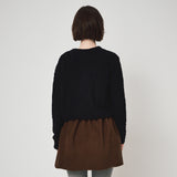 FLUFFY KNIT CARDIGAN, BLACK