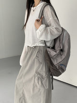 カマン配色ジッパースポーティバックパック/Kaman Contrast Zipper Sporty Backpack