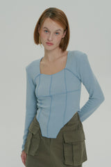  SOFT SQUARE NECK TOP / SKY BLUE