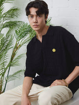 ウェービングパターンピケシャツ/WEAVING PATTERN KNIT PIQUE SHIRT BLACK (6586891468918)