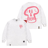 スカルオーバーサイズロングスリーブTシャツ/22 SKULL OVERSIZED LONG SLEEVES T-SHIRTS WHITE MELANGE / BLACK