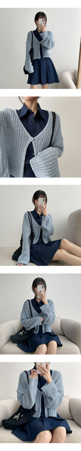 ピーチワンボタンニットカーディガン / Peach One Button Knit Cardigan