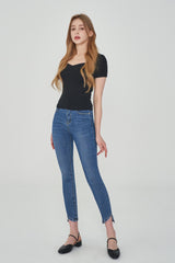スパンデックススリットヘムスキニージーンズ/SPANDEX SLIT HEM SKINNY JEAN [6878]