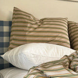 woody green stripe pillow cover (40x60cm)