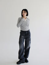 セニティーカーゴパンツ / no.5184 Senity Cargo Pants - Black denim