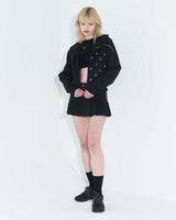 プリーツロゴテープミニスカート / Pleated Logo-Tape Mini Skirt _ Black