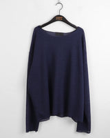 Rerfen boat-neck net loose fit long-sleeved knitwear