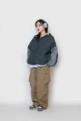 パイピングカラーフードジップアップ / Piping Color Hood Zip-up