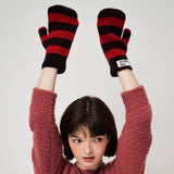 STRIPE MITTENS, RED+BROWN