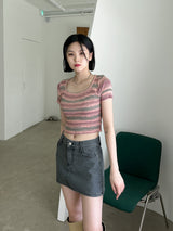 レインボークロップニット / Rainbow Crop Knit (2color)