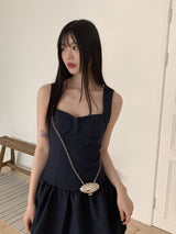 レノアハートネックミニスリーブレスワンピース/ Lenoa Heart Neck Mini Sleeveless One Piece