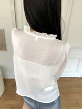 マーフィングラブリーピンタックフリルリボンヨルブラウス / Maping lovely pintuck frill ribbon yoru blouse