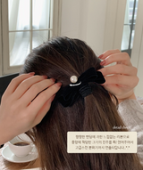 ベルベットリボンパールヘアタイ