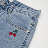ストレートフィットチェリー刺繍デニムパンツ/ STRAIGHT FIT CHERRY EMBROIDERY DENIM PANTS [6851]