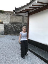 ロマンティックラブリーリボンチョーカーフリルリブドTシャツ