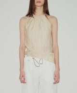 アンバランスホルターノースリーブ / UNBALANCED HALTER SLEEVELESS (BEIGE)