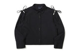 ショルダーオープンリボンシャツ / SHOULDER OPEN RIBBON SHIRT_BLACK