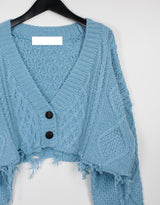 ダメージクロップニットカーディガン/Damage Crop Knit Cardigan (3color)